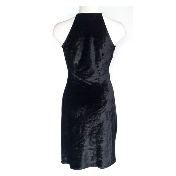 90's EXPRESS Black Velvet Dress Small - Picture 4 of 7